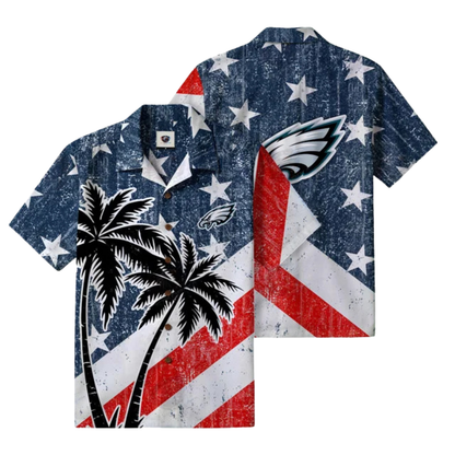 [SPECIAL OFFER] NEW CUSTOMIZED NFL02 PPE PHILADELPHIA EAGLES PATRIOTIC 250 USA HAWAIIAN SHIRT