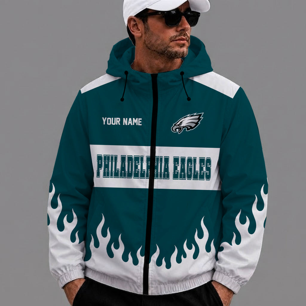 [SPECIAL OFFER] NEW CUSTOMIZED NFL02 PPE PHILADELPHIA EAGLES WINDBREAKER JACKET