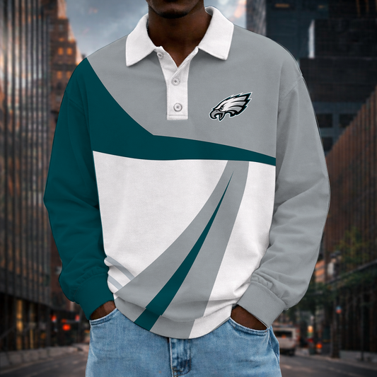 [SPECIAL OFFER] NEW CUSTOMIZED NFL02 PPE PHILADELPHIA EAGLES LONG SLEEVE POLO SHIRT