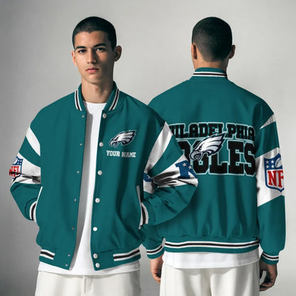 [SPECIAL OFFER] NEW CUSTOMIZED NFL02 PPE PHILADELPHIA EAGLES SATIN VARSITY & BASEBALL JACKET