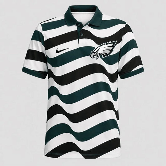 [SPECIAL OFFER] NEW CUSTOMIZED NFL02 PPE PHILADELPHIA EAGLES STRIPED POLO SHIRT