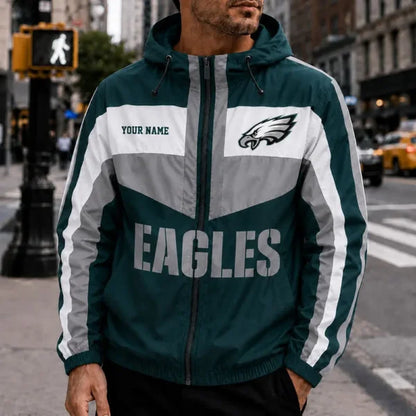 [SPECIAL OFFER] NEW CUSTOMIZED NFL02 PPE PHILADELPHIA EAGLES WINDBREAKER JACKET