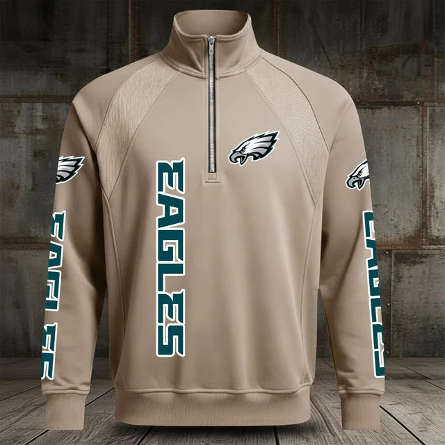 [SPECIAL OFFER] NEW CUSTOMIZED NFL02 PPE PHILADELPHIA EAGLES MEN'S MULTICOLOR QUARTER-ZIP PULLOVER