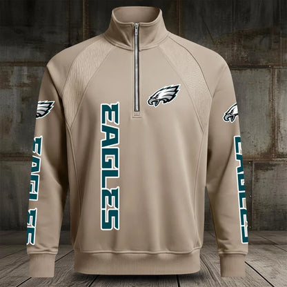[SPECIAL OFFER] NEW CUSTOMIZED NFL02 PPE PHILADELPHIA EAGLES MEN'S MULTICOLOR QUARTER-ZIP PULLOVER