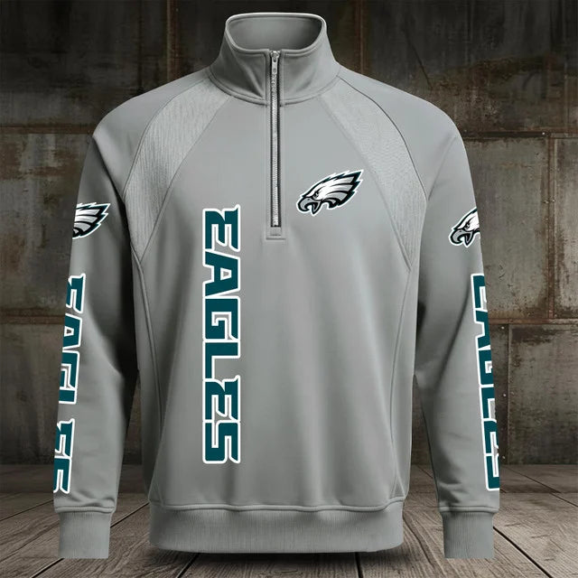 [SPECIAL OFFER] NEW CUSTOMIZED NFL02 PPE PHILADELPHIA EAGLES MEN'S MULTICOLOR QUARTER-ZIP PULLOVER