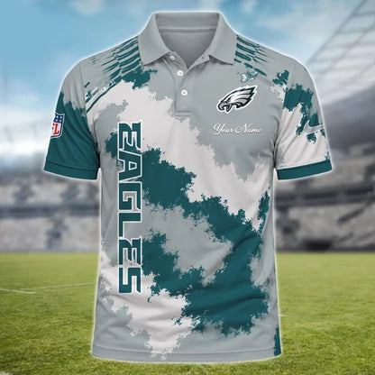[SPECIAL OFFER] NEW CUSTOMIZED NFL02 PPE PHILADELPHIA EAGLES MULTICOLOR POLO SHIRT