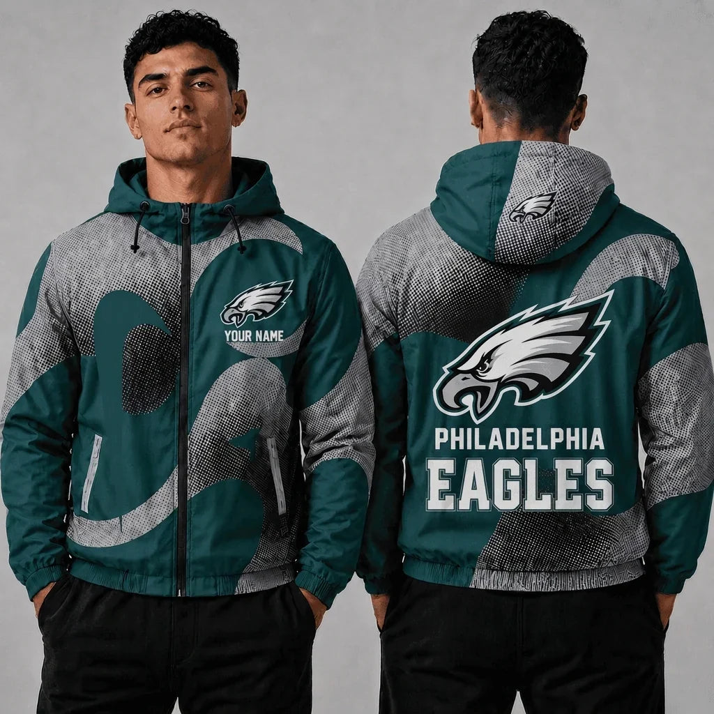 [SPECIAL OFFER] NEW CUSTOMIZED NFL02 PPE PHILADELPHIA EAGLES WINDBREAKER JACKET