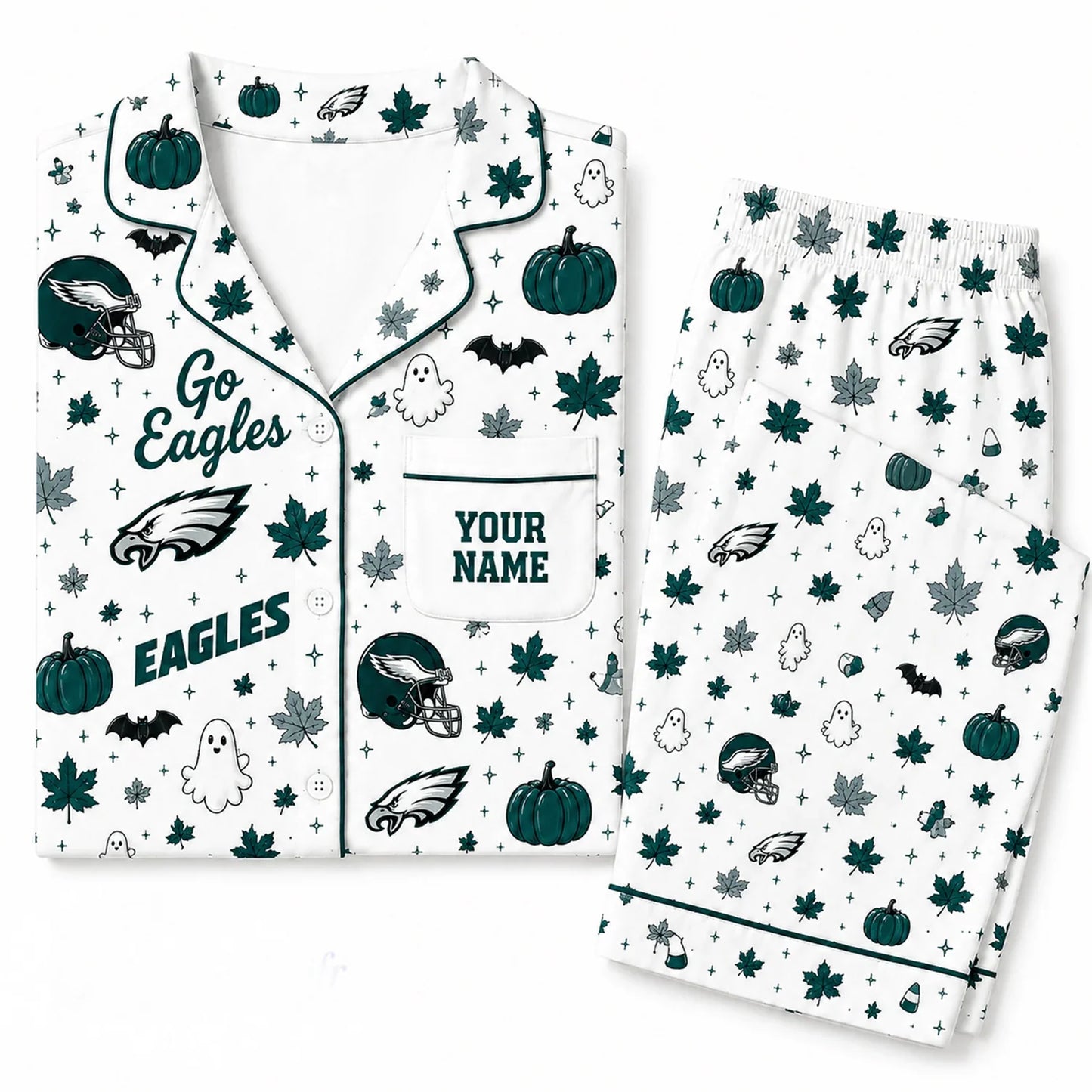 [SPECIAL OFFER] NEW CUSTOMIZED NFL02 PPE PHILADELPHIA EAGLES HALLOWEEN LONG PAJAMAS SET