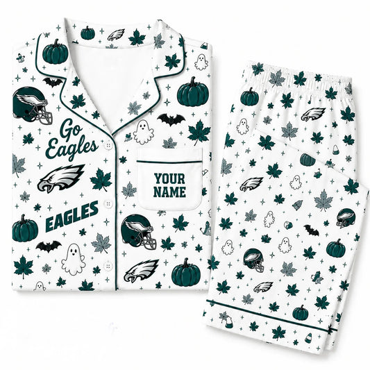 [SPECIAL OFFER] NEW CUSTOMIZED NFL02 PPE PHILADELPHIA EAGLES HALLOWEEN LONG PAJAMAS SET
