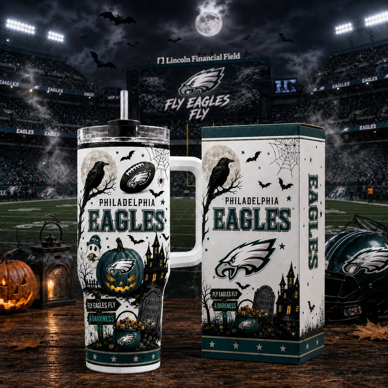 [SPECIAL OFFER] NEW CUSTOMIZED NFL02 PPE PHILADELPHIA EAGLES HALLOWEEN  40OZ TUMBLER