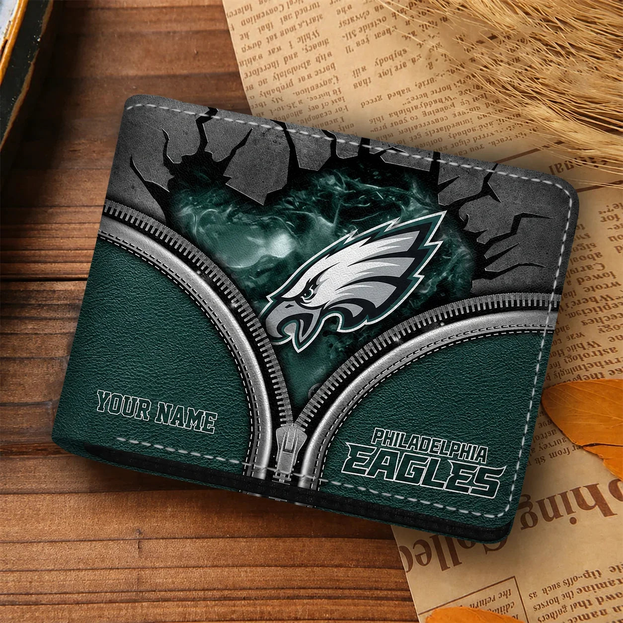 [SPECIAL OFFER] NEW CUSTOMIZED NFL02 PPE PHILADELPHIA EAGLES LEATHER WALLET