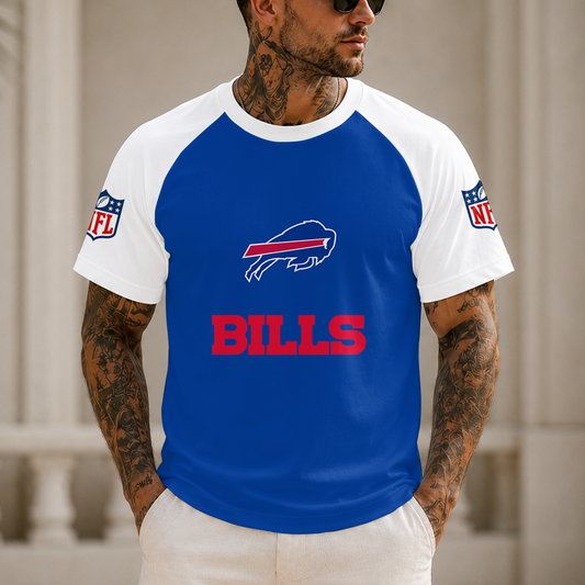 [SPECIAL OFFER] NEW CUSTOMIZED NFL03 BFB BUFFALO BILLS RAGLAN TEE