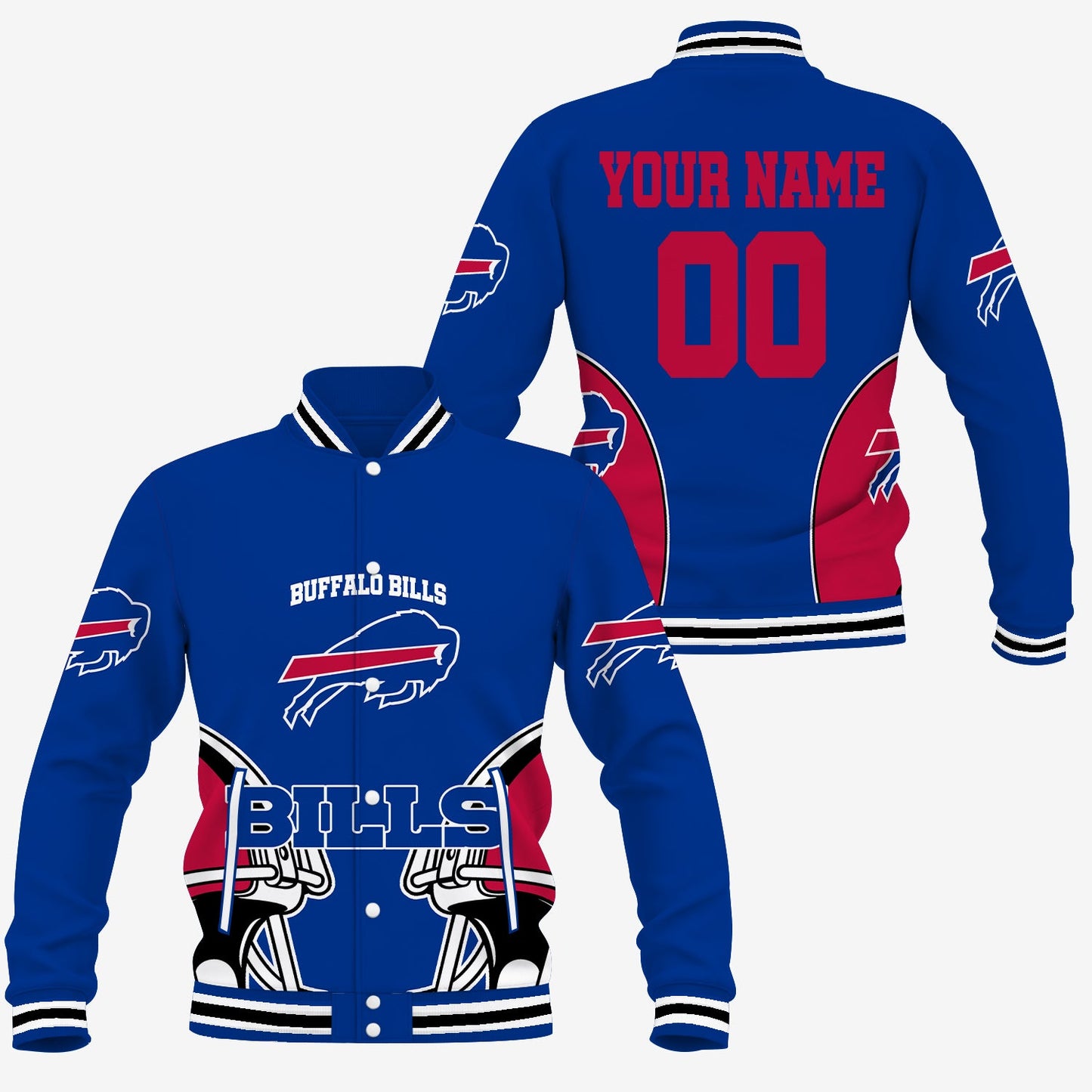 [SPECIAL OFFER] NEW CUSTOMIZED NFL03 BFB BUFFALO BILLS SATIN VARSITY & BASEBALL JACKET