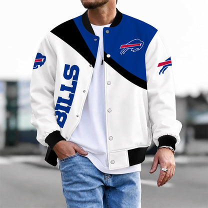 [SPECIAL OFFER] NEW CUSTOMIZED NFL03 BFB BUFFALO BILLS SATIN VARSITY & BASEBALL JACKET
