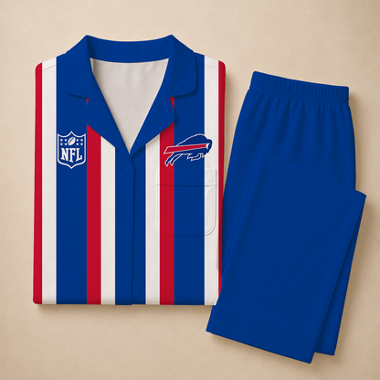 [SPECIAL OFFER] NEW CUSTOMIZED NFL03 BFB BUFFALO BILLS SHORT SLEEVE & LONG PANTS PAJAMAS SET