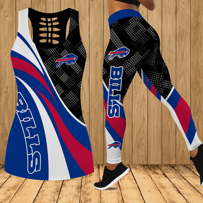[SPECIAL OFFER] NEW CUSTOMIZED NFL03 BFB BUFFALO BILLS HOLLOW TANK TOP & LEGGINGS SET