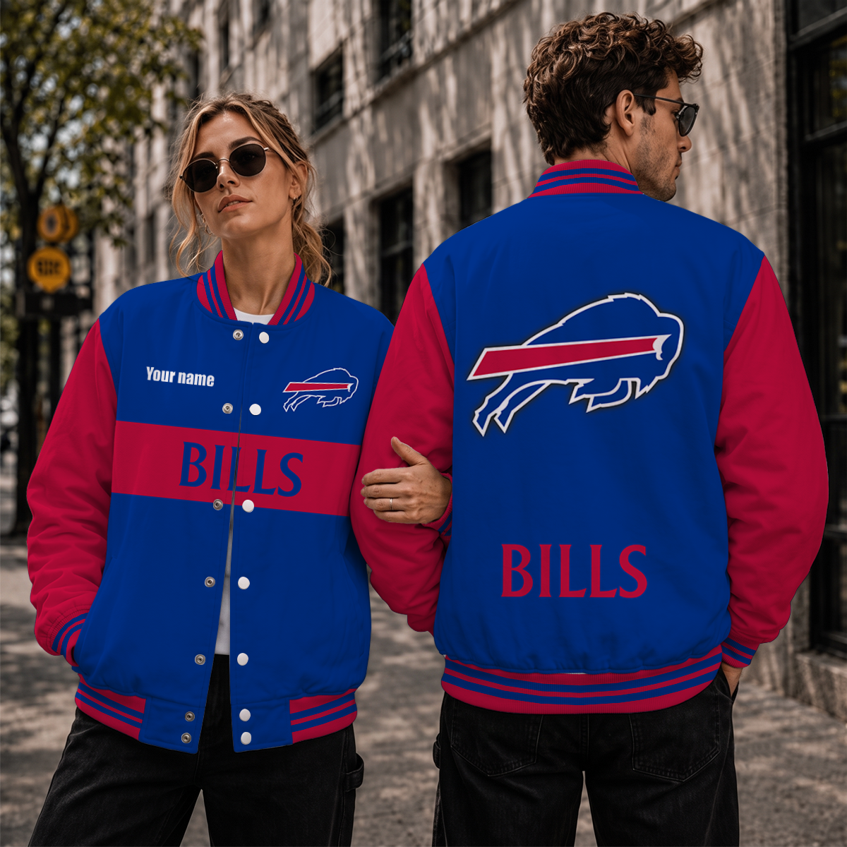 [SPECIAL OFFER] NEW CUSTOMIZED NFL03 BFB BUFFALO BILLS SATIN VARSITY & BASEBALL JACKET