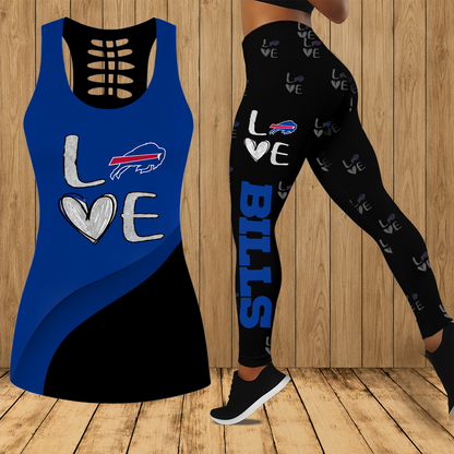 [SPECIAL OFFER] NEW CUSTOMIZED NFL03 BFB BUFFALO BILLS HOLLOW TANK TOP & LEGGINGS SET