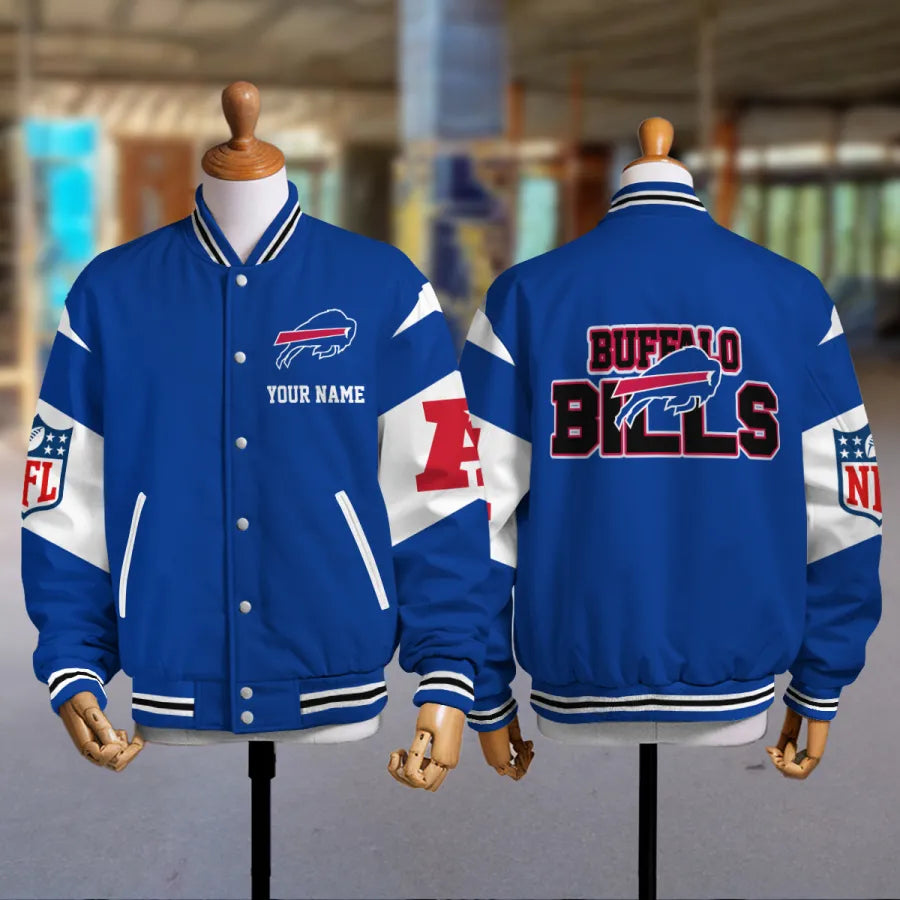[SPECIAL OFFER] NEW CUSTOMIZED NFL03 BFB BUFFALO BILLS SATIN VARSITY & BASEBALL JACKET