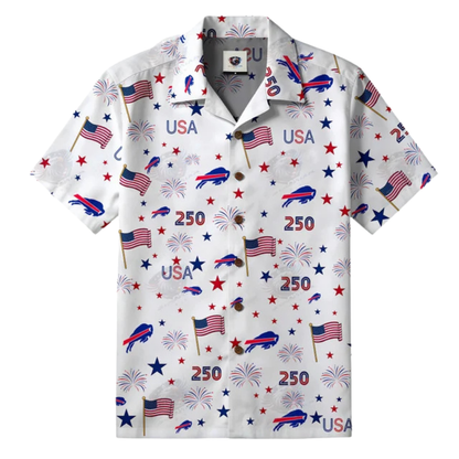 [SPECIAL OFFER] NEW CUSTOMIZED NFL03 BFB BUFFALO BILLS PATRIOTIC 250 USA HAWAIIAN SHIRT