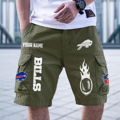 [SPECIAL OFFER] NEW CUSTOMIZED NFL03 BFB BUFFALO BILLS CARGO SHORTS