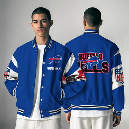 [SPECIAL OFFER] NEW CUSTOMIZED NFL03 BFB BUFFALO BILLS SATIN VARSITY & BASEBALL JACKET