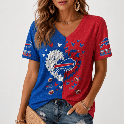 [SPECIAL OFFER] NEW CUSTOMIZED NFL03 BFB BUFFALO BILLS V-NECK FEMALE SHIRT