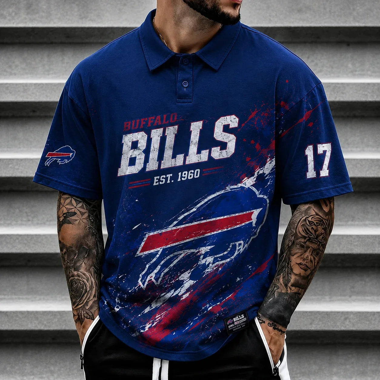 [SPECIAL OFFER] NEW CUSTOMIZED NFL03 BFB BUFFALO BILLS POLO SHIRT