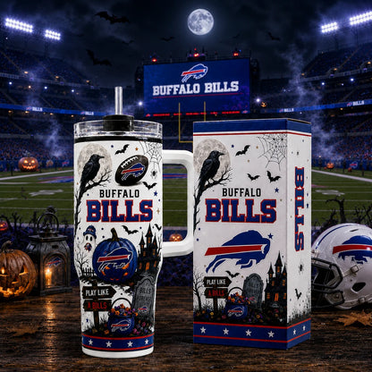 [SPECIAL OFFER] NEW CUSTOMIZED NFL03 BFB BUFFALO BILLS HALLOWEEN  40OZ TUMBLER