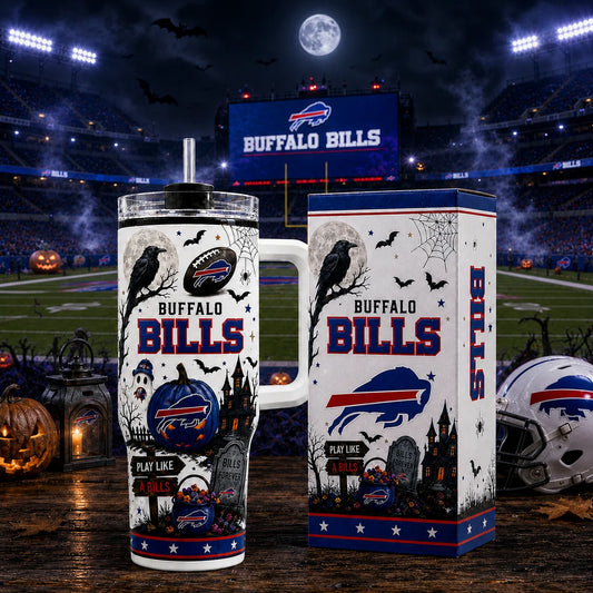 [SPECIAL OFFER] NEW CUSTOMIZED NFL03 BFB BUFFALO BILLS HALLOWEEN  40OZ TUMBLER