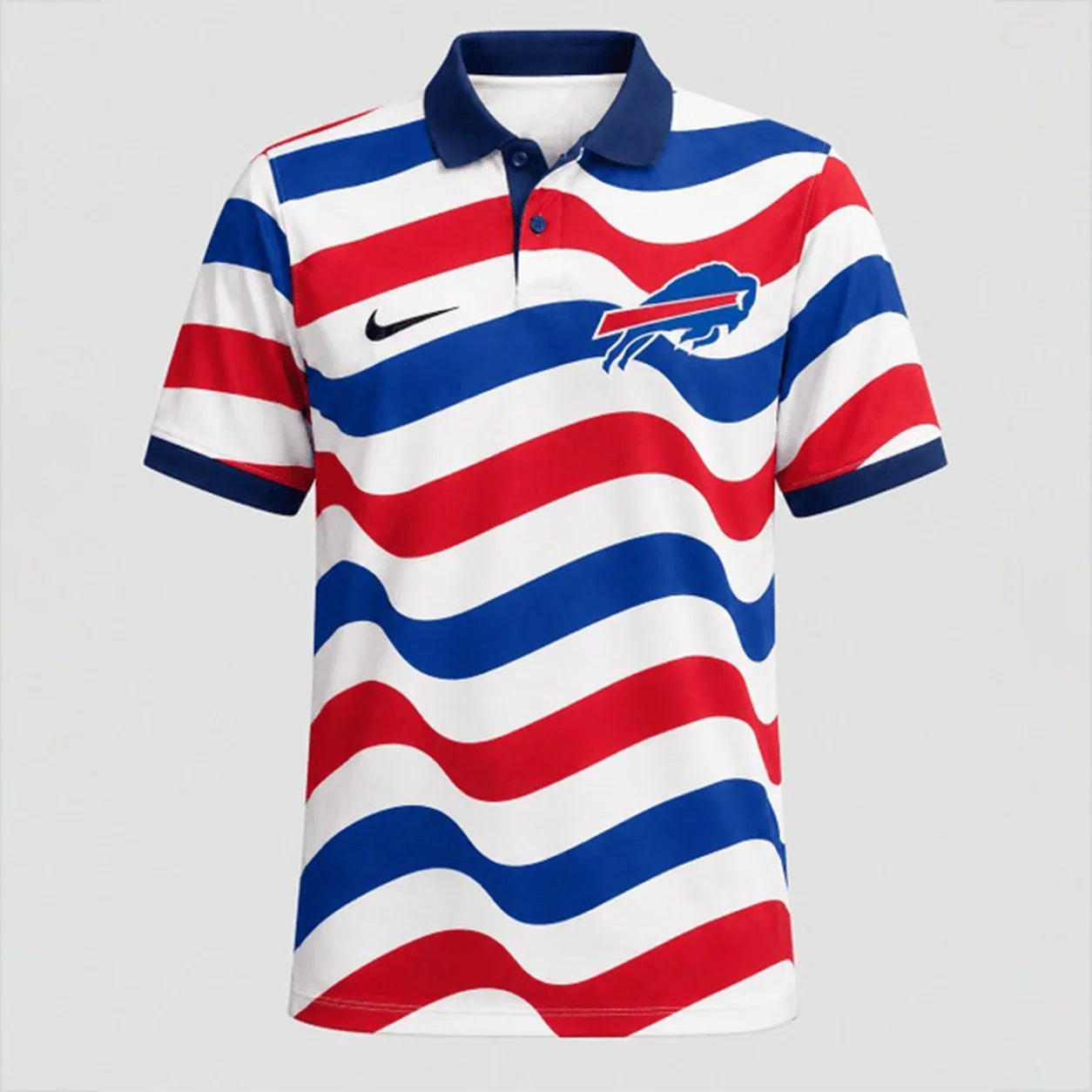[SPECIAL OFFER] NEW CUSTOMIZED NFL03 BFB BUFFALO BILLS STRIPED POLO SHIRT