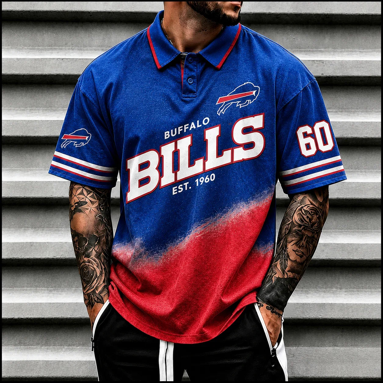 [SPECIAL OFFER] NEW CUSTOMIZED NFL03 BFB BUFFALO BILLS POLO SHIRT