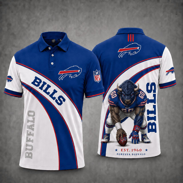 [SPECIAL OFFER] NEW CUSTOMIZED NFL03 BFB BUFFALO BILLS POLO SHIRT
