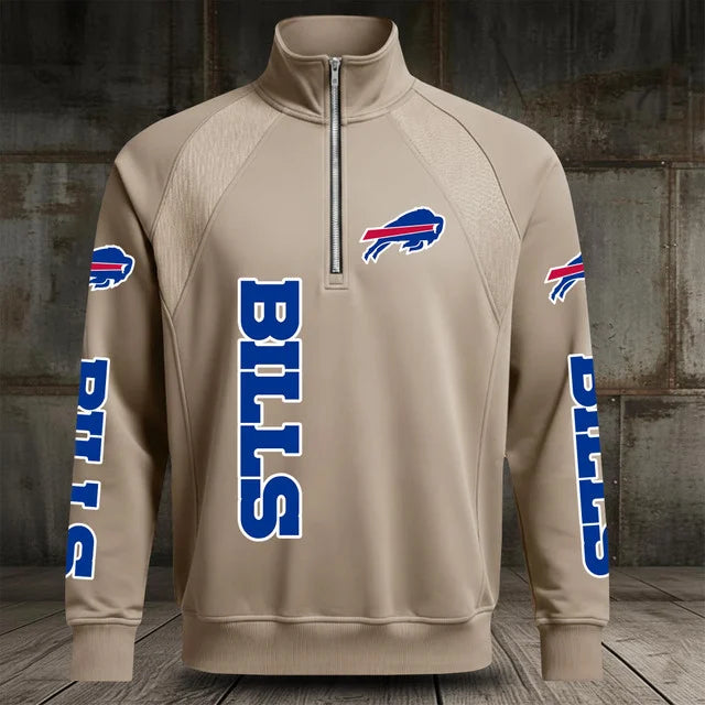 [SPECIAL OFFER] NEW CUSTOMIZED NFL03 BFB BUFFALO BILLS MEN'S MULTICOLOR QUARTER-ZIP PULLOVER