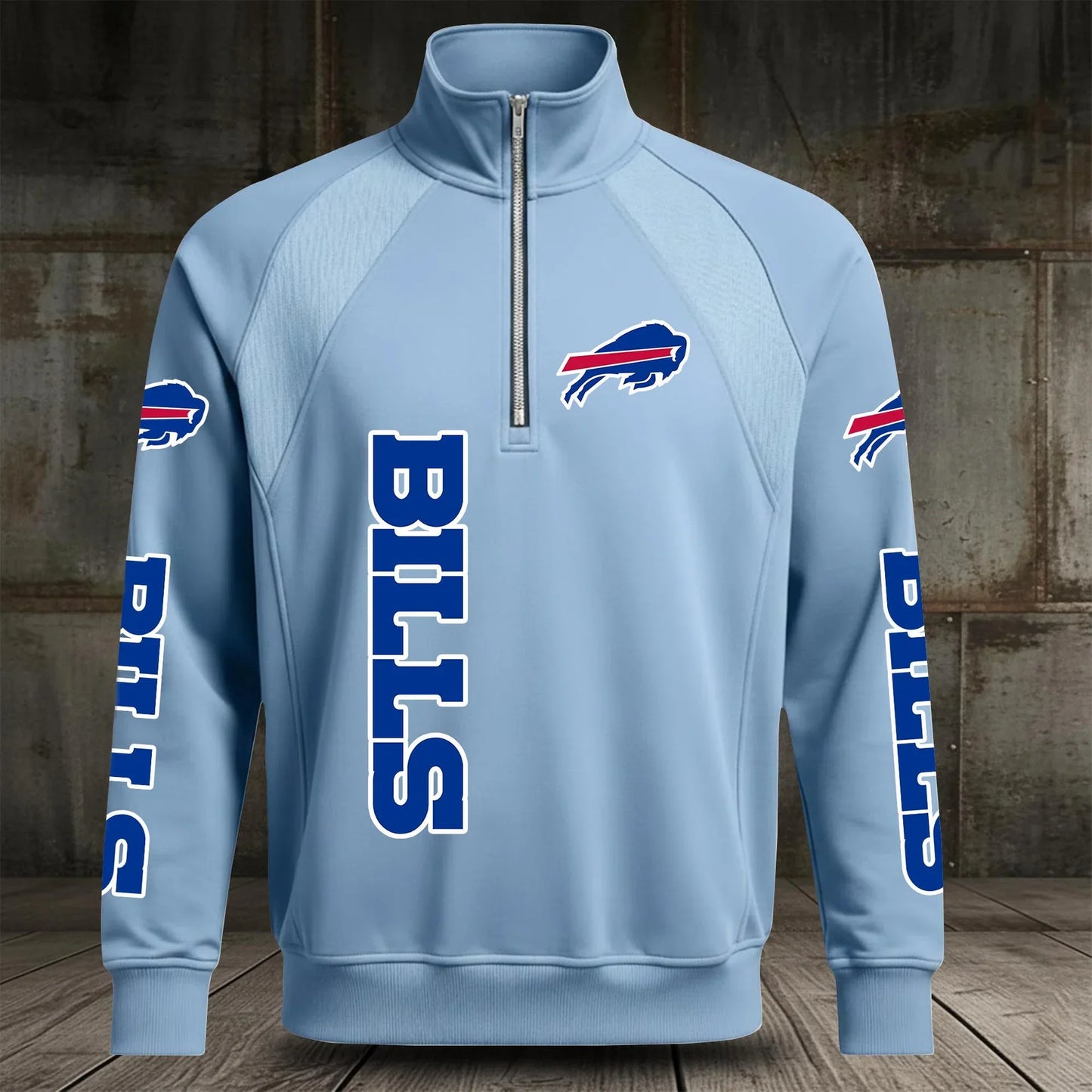 [SPECIAL OFFER] NEW CUSTOMIZED NFL03 BFB BUFFALO BILLS MEN'S MULTICOLOR QUARTER-ZIP PULLOVER