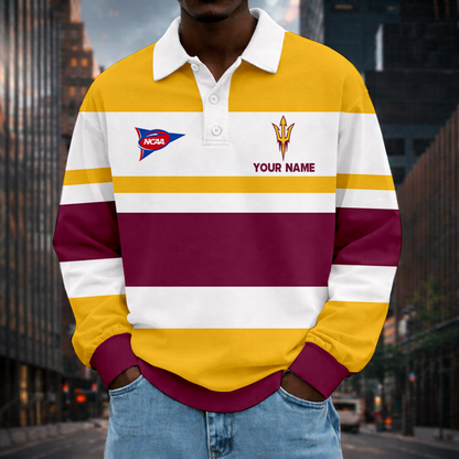 MEGA SALE - NEW CUSTOMIZED FBS NCAA04 ASS AS SUN DEVILS UNISEX LONG SLEEVE POLO