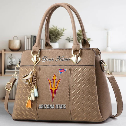 LIMITED EDITION - NEW CUSTOMIZED FBS NCAA04 ASS AS SUN DEVILS ZIP HANDBAG MULTICOLOR