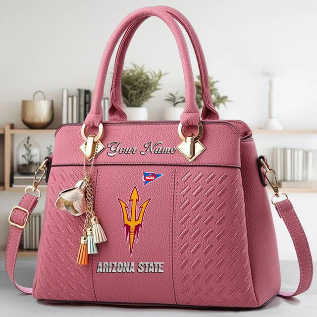 LIMITED EDITION - NEW CUSTOMIZED FBS NCAA04 ASS AS SUN DEVILS ZIP HANDBAG MULTICOLOR