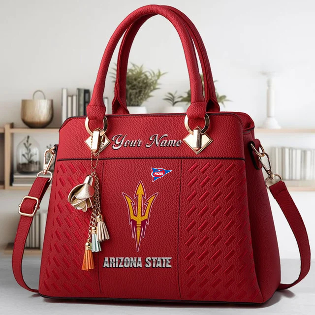 LIMITED EDITION - NEW CUSTOMIZED FBS NCAA04 ASS AS SUN DEVILS ZIP HANDBAG MULTICOLOR