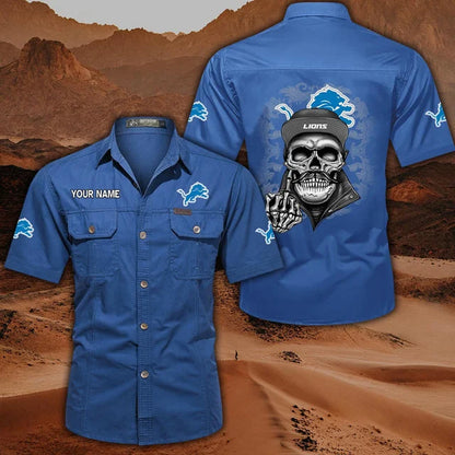 [SPECIAL OFFER] NEW CUSTOMIZED NFL04 DTL DETROIT LIONS MUTICOLOR MEN'S CARGO SHIRT