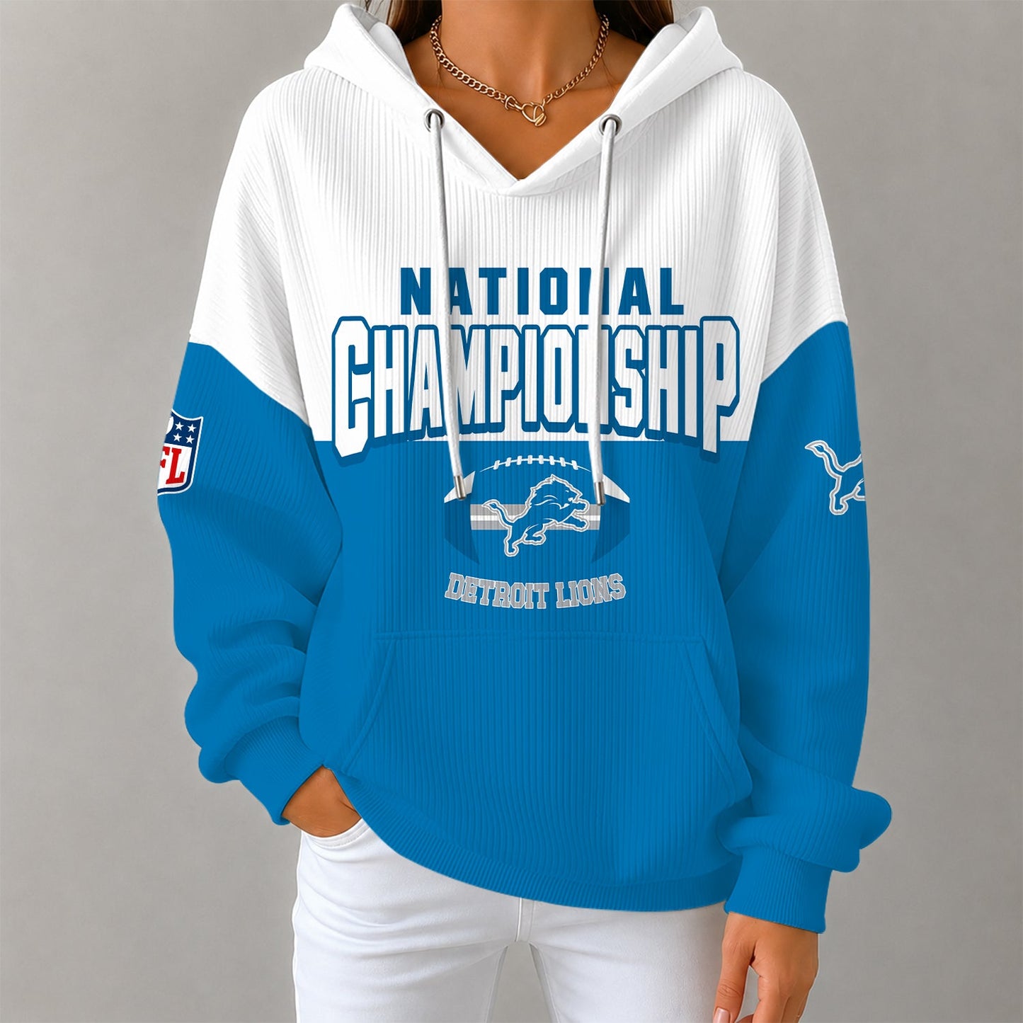 [SPECIAL OFFER] NEW CUSTOMIZED NFL04 DTL DETROIT LIONS RIBBED HOODIE & SWEATSHIRT