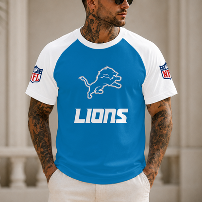 [SPECIAL OFFER] NEW CUSTOMIZED NFL04 DTL DETROIT LIONS RAGLAN TEE