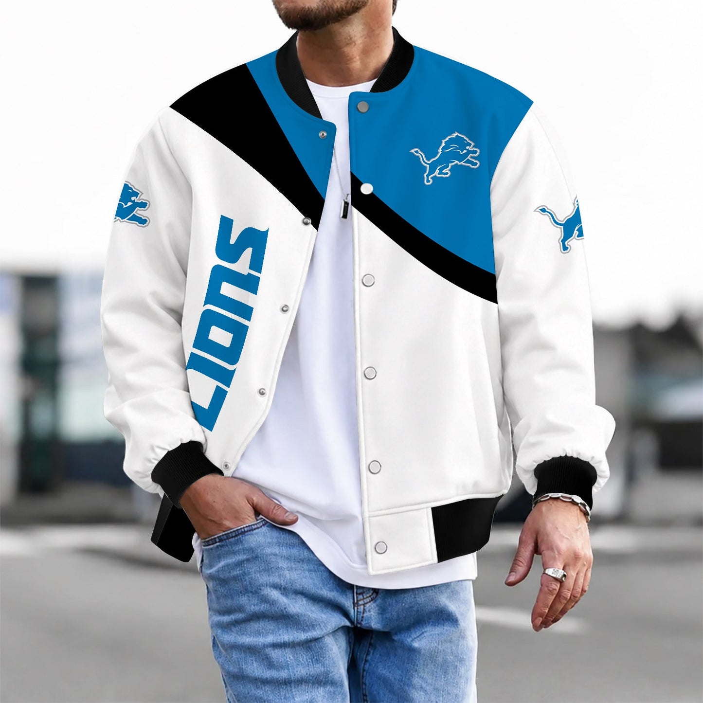 [SPECIAL OFFER] NEW CUSTOMIZED NFL04 DTL DETROIT LIONS SATIN VARSITY & BASEBALL JACKET