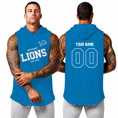 [SPECIAL OFFER] NEW CUSTOMIZED NFL04 DTL DETROIT LIONS HOODED TANK TOP