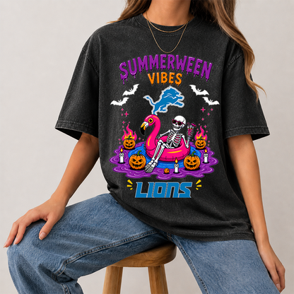 [SPECIAL OFFER] NEW CUSTOMIZED NFL04 DTL DETROIT LIONS SUMMERWEEN MULTICOLOR WASHED TEE