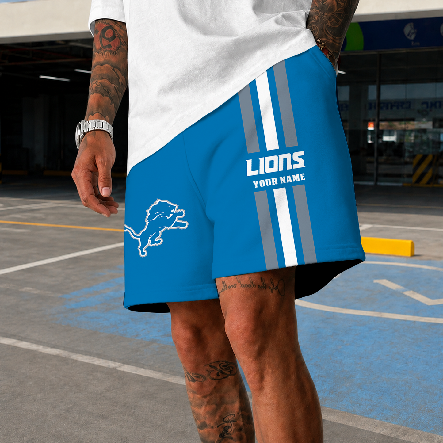 [SPECIAL OFFER] NEW CUSTOMIZED NFL04 DTL DETROIT LIONS SHORT PANTS