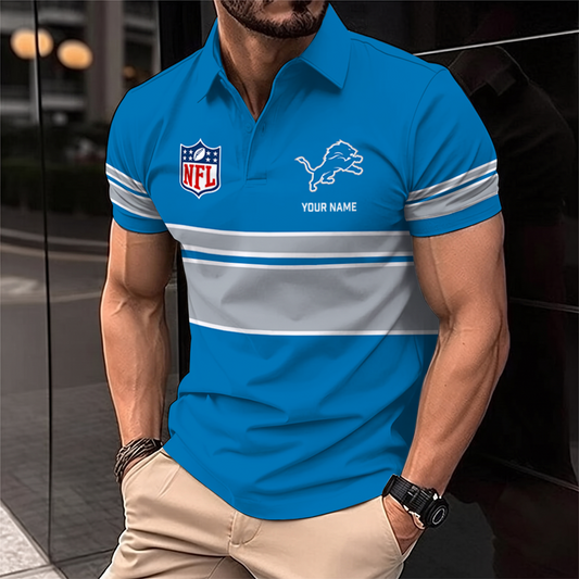 [SPECIAL OFFER] NEW CUSTOMIZED NFL04 DTL DETROIT LIONS POLO SHIRT
