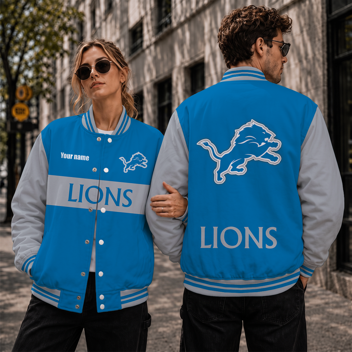 [SPECIAL OFFER] NEW CUSTOMIZED NFL04 DTL DETROIT LIONS SATIN VARSITY & BASEBALL JACKET