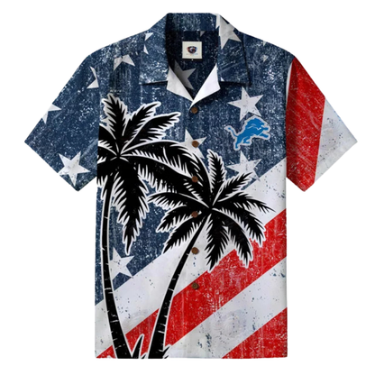 [SPECIAL OFFER] NEW CUSTOMIZED NFL04 DTL DETROIT LIONS PATRIOTIC 250 USA HAWAIIAN SHIRT