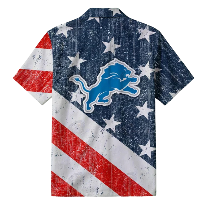 [SPECIAL OFFER] NEW CUSTOMIZED NFL04 DTL DETROIT LIONS PATRIOTIC 250 USA HAWAIIAN SHIRT